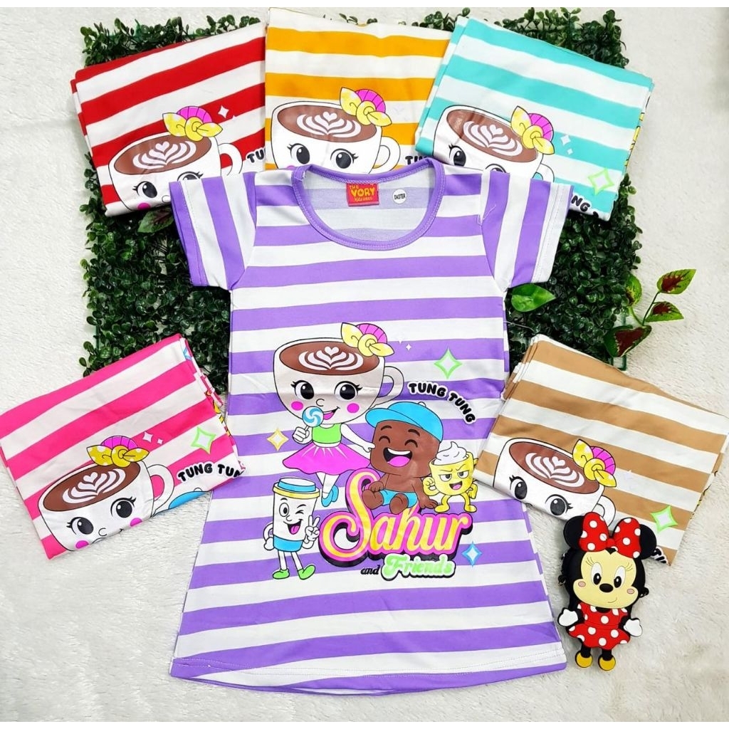 Daster anak perempuan viral Balerina Capuccino Tung-tung sahur/Dress anak perempuan usia 2-8th(Vr 06