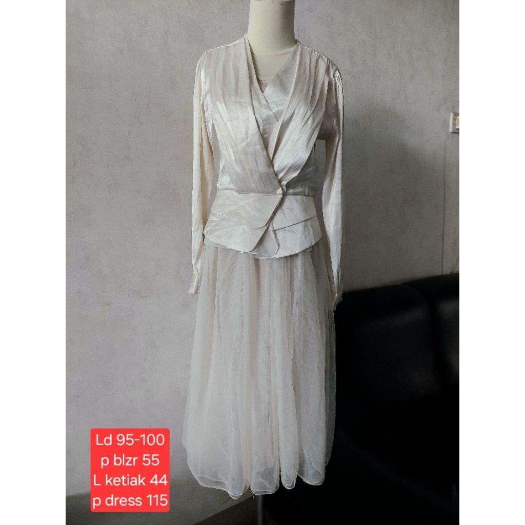 One set midi dress blazer satin rok tutu dress formal dress pesta