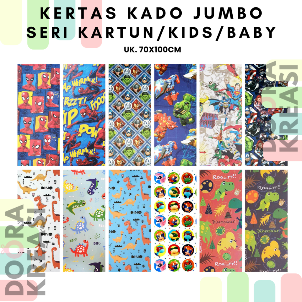 

Kertas Kado Wrapping Paper Premium ukuran Jumbo Seri Kartun