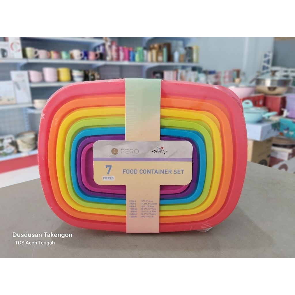 Food Container Rainbow Pero Set Of 7 Pcs
