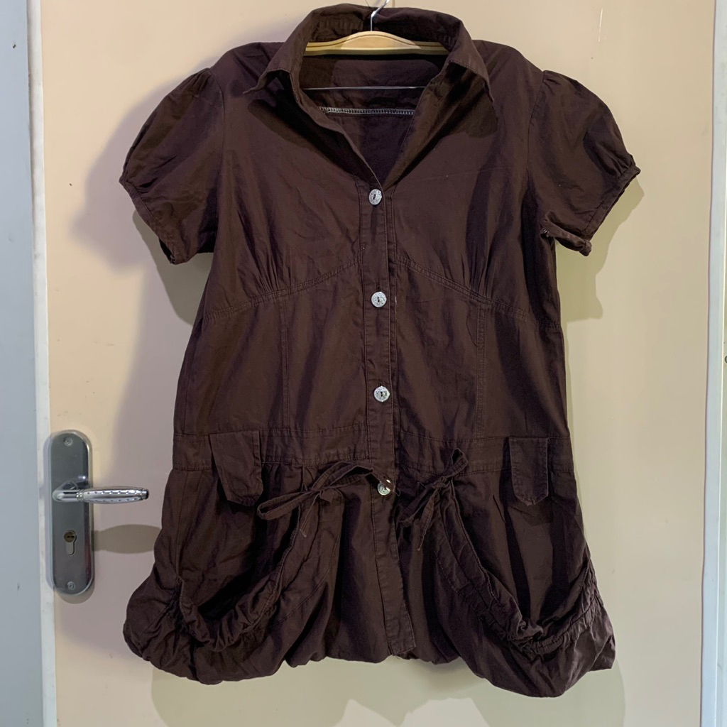 PRELOVED CDA Brown Dress Mini Dress Balon Dress Coklat Rok Cute Cokelat