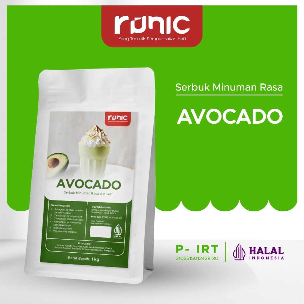 

AVOCADO Bubuk Minuman RUNIC 1kg - Powder Drink I Rasa Premium