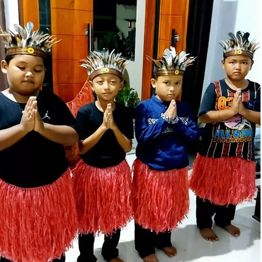 DISKON HEADPIECE MAHKOTA BULU DAYAK PAPUA KOSTUM KARNAVAL ANAK & DEWASA HIASAN KEPALA ETNIK