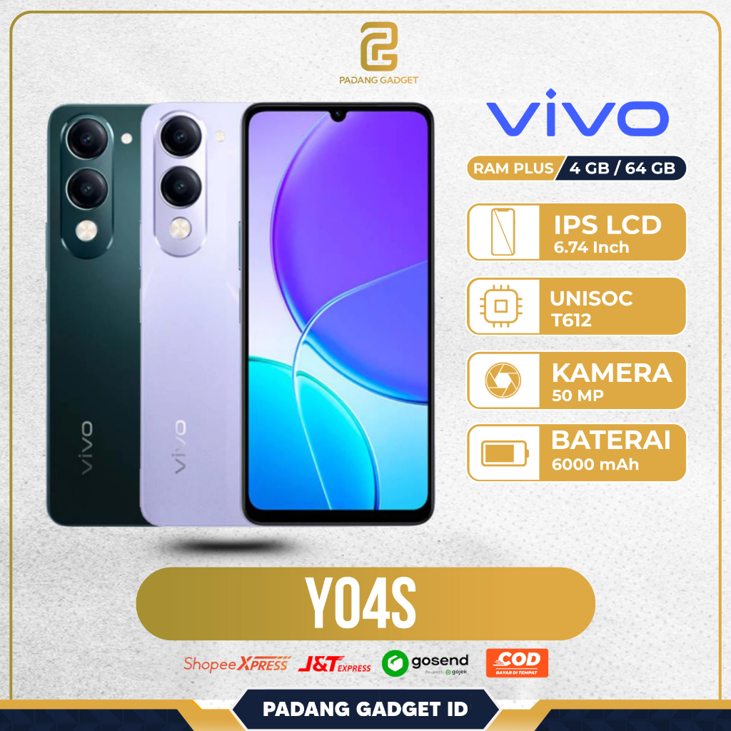 Vivo Y04s 4GB/64GB HP Murah Smartphone Gaming Tahan Air Tahan Banting - Garansi Resmi
