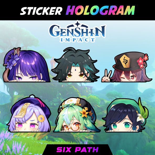Stiker Hologram Genshin Impact Peeker Hu Tao Ganyu Raiden Shogun Qiqi Sucrose Xiao Venti