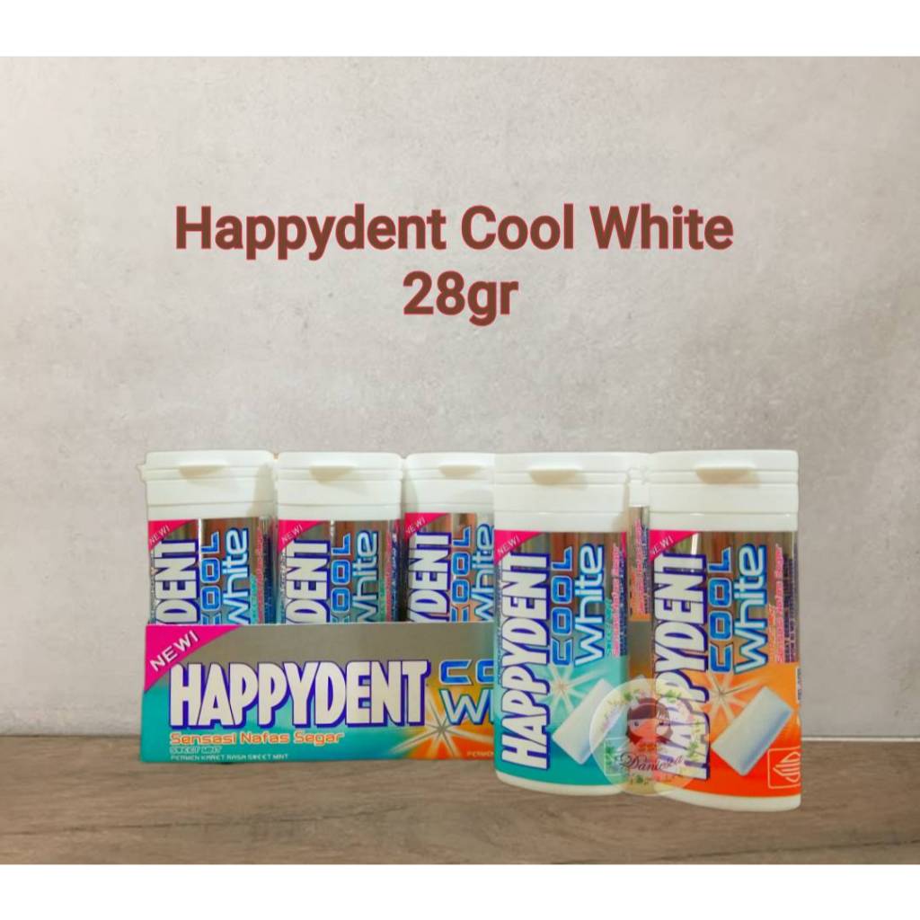 

Happydent Cool White Pocket Bottle 28gr Permen Karet Rasa Mint ( scp )
