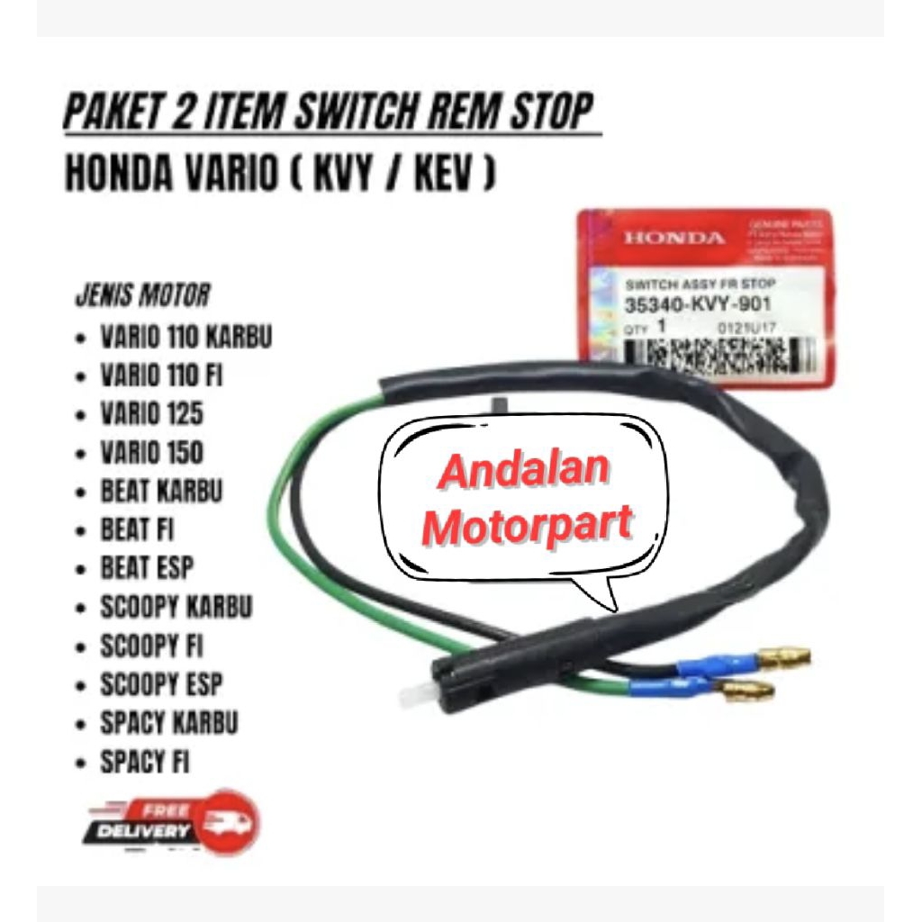 Paket Grosir 10 pcs switch Rem KVY SWITCH REM KIRI BELAKANG / BEAT KARBU / BEAT FI / BEAT POP / BEAT