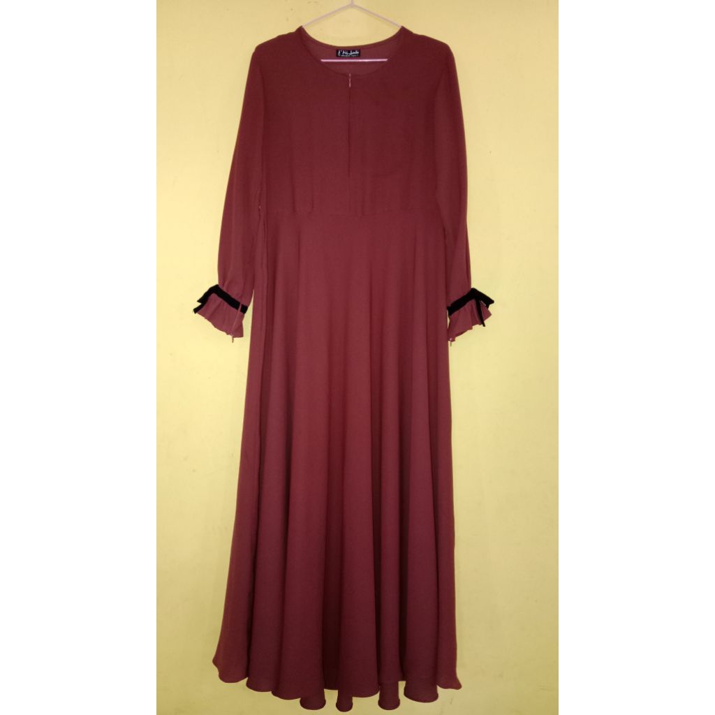 preloved set gamis khimar non pet bahan marzan anti uv size M