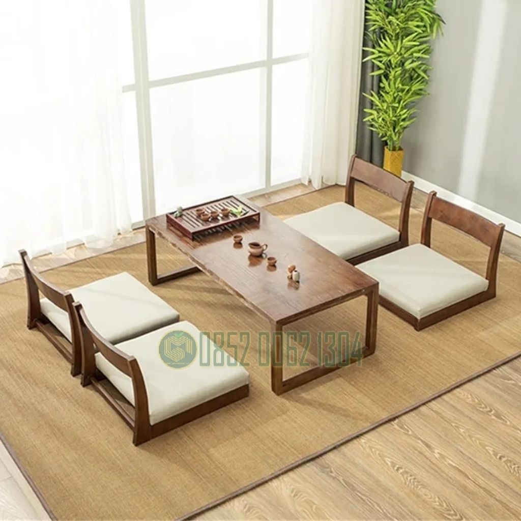 Set Meja Kursi Makan Lesehan Ala Jepang / Japanese Dining Table Sets / Meja Kopi Lesehan / Kursi Mak