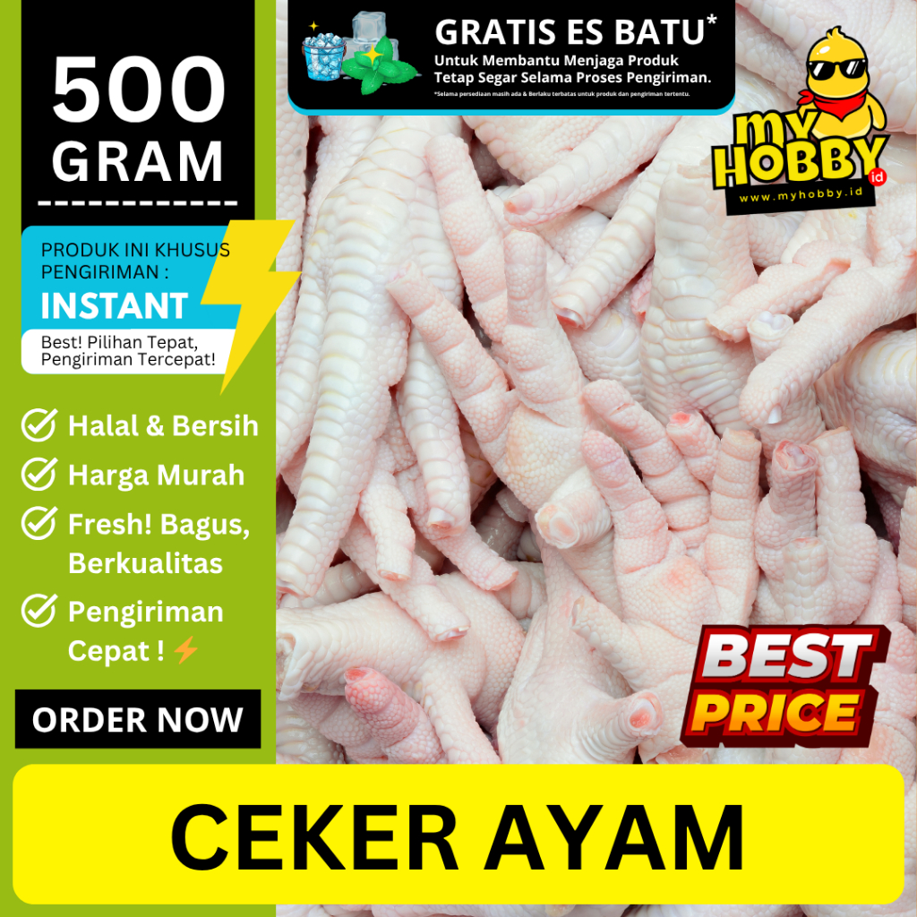 

Ceker Ayam Halal & Segar 500 gram! Kaki Ayam Chicken Feet Murah, Bagus, Bersih, Fresh. MyHobby ID