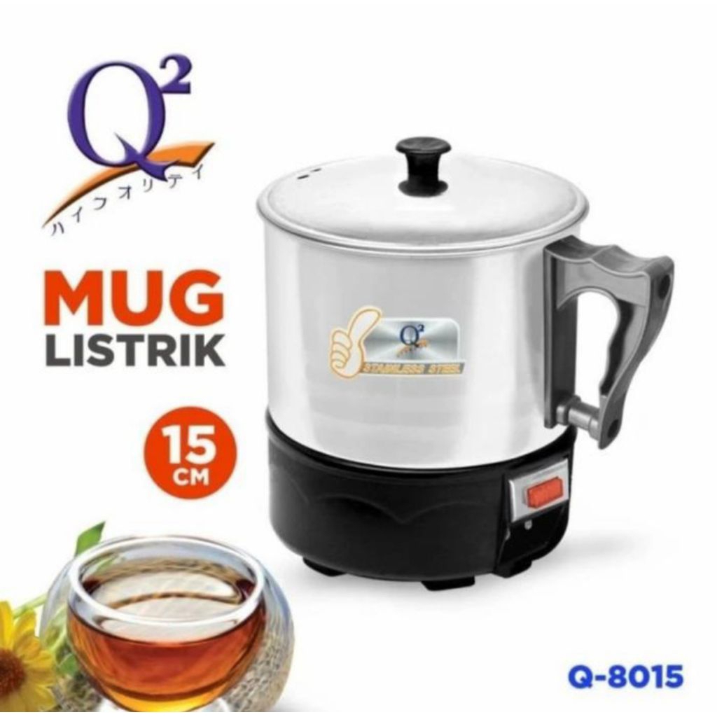 NEW  Mug Listrik stainless Q2/ Teko listrik stainless/ Mug listrik pemasak air Q2 stainless Steel
