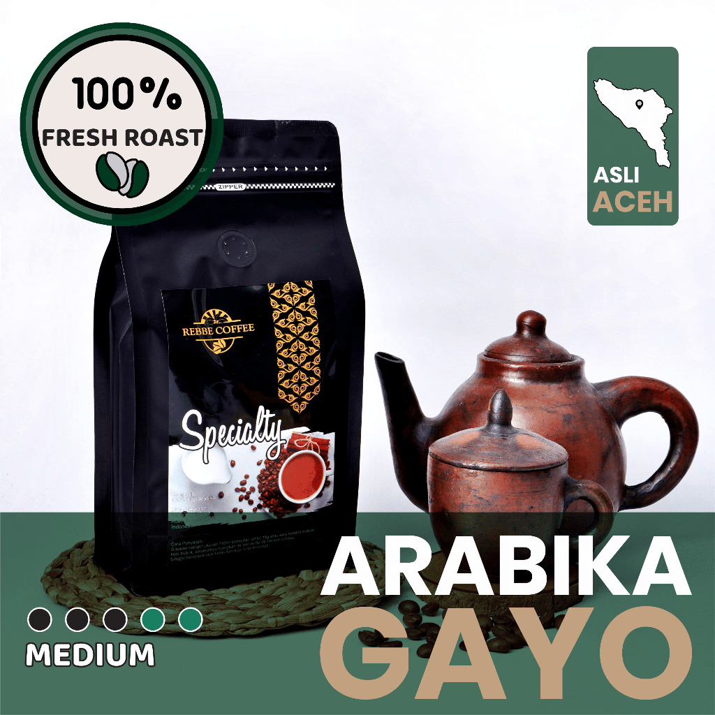 

Kopi Arabika Gayo Aceh Premium, Medium Roast, Rasa Halus & Kaya Specialty Semiwash 500g