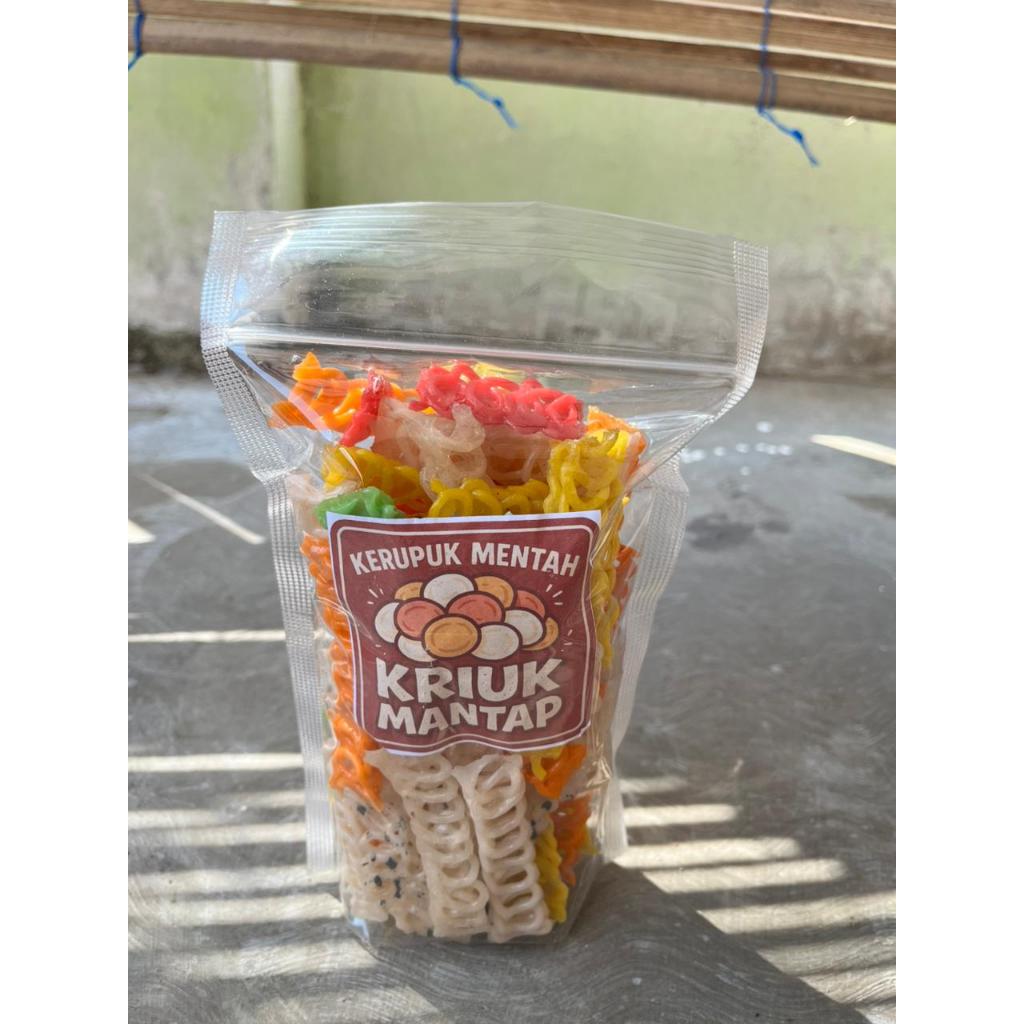 

Krupuk Mentah Rantai\Tangga Kriuk Mantep I Kerupuk Rantai seblak Mentah I Kemasan repacking 250gr-1kg