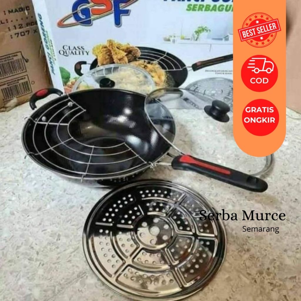 Panci Goreng Enamel Serbaguna GSF Kaca 1132KSG