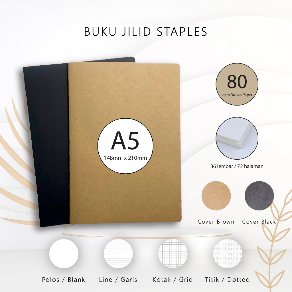 

Buku A5 Kertas Kraft 80gsm / Notebook Aesthetic Cover Coklat Hitam