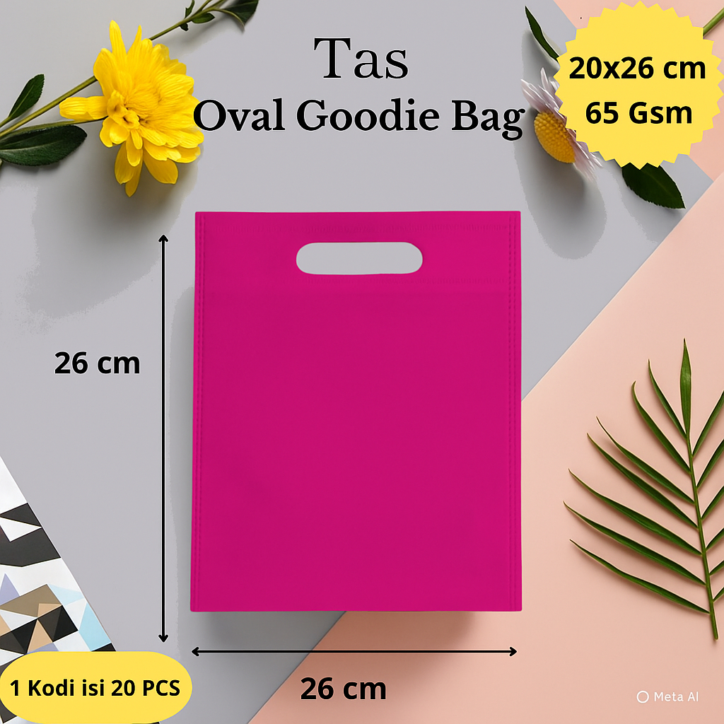 

Tas Goodie bag Oval ( 1 Kodi isi 20 PCS ) Model Tas Oval Spunbond 20x26 Tas souvenir & Kado