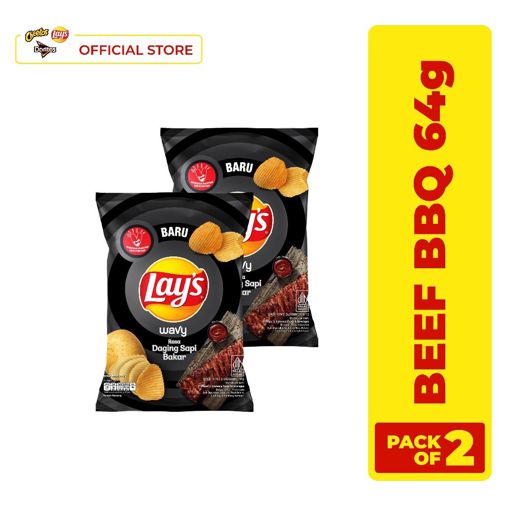 

Lay's Wavy Beef BBQ Potato Chips 64gr - Pack of 2