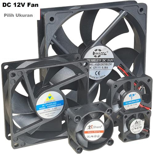 Kipas DC Fan 12V 4x4 5x5 6x6 8x8 9x9 12x12 cm / Kipas Fan DC 12V Motor Kipas 12 Volt DC12V