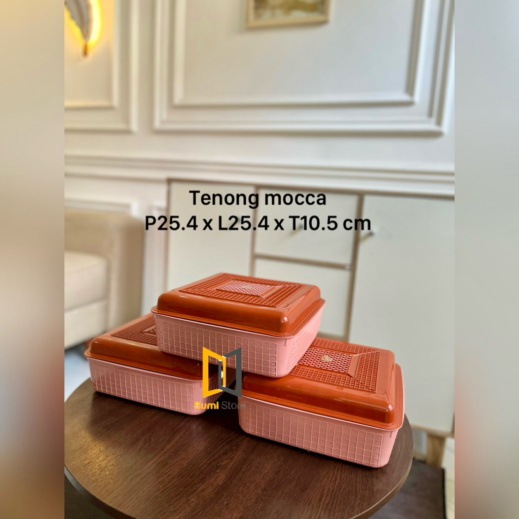 6pcs WAKUL SEGI /TENONG SEGI MOCCA/WAKUL TUTUP ANYAM COKLAT SERBAGUNA PLASTIK /KOTAK SERBAGUNA /