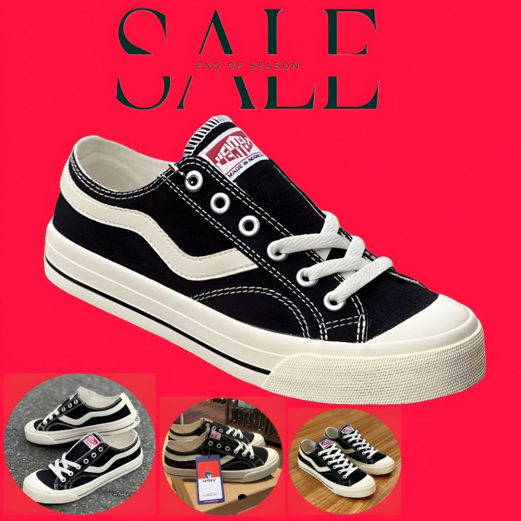 SEPATU VENTELA LOW PUBLIC BLACK WHITE ORIAN 100,%