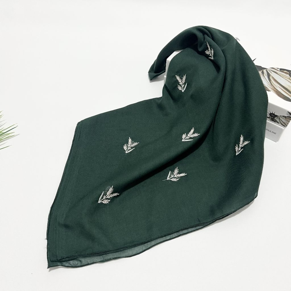 JILBAB SEGIEMPAT PARIS BORDIR DAUN PADI