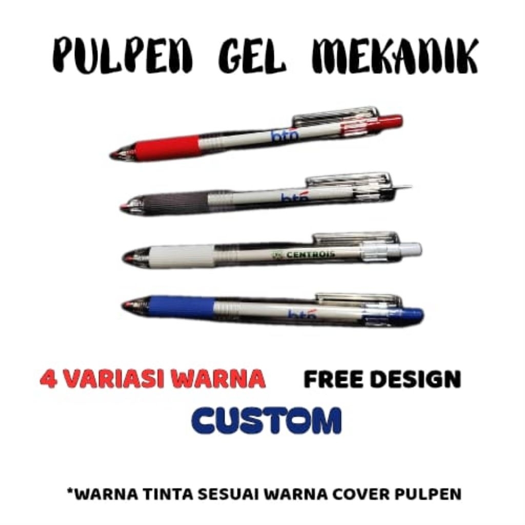 

Pulpen Mekanik Gel Pen Mekanik Custom Logo Desain Souvenir/ Seminar/ Gift pernikahan