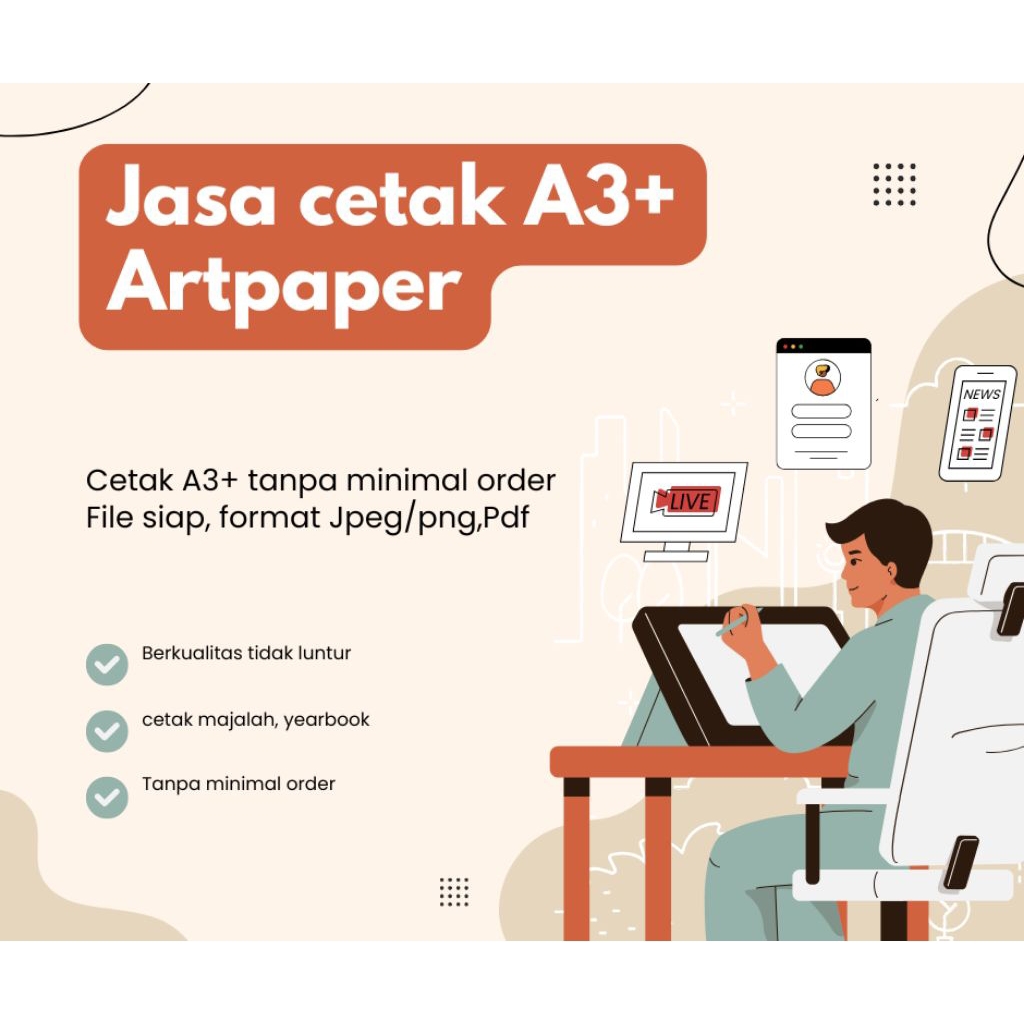 

Print warna A3+ Artpaper dan Matepaper, (bisa untuk majalah, katalog, yearbook dll)