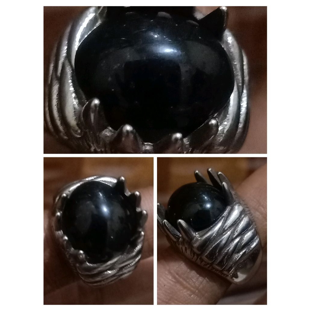 natural black Jade ring titanium mata