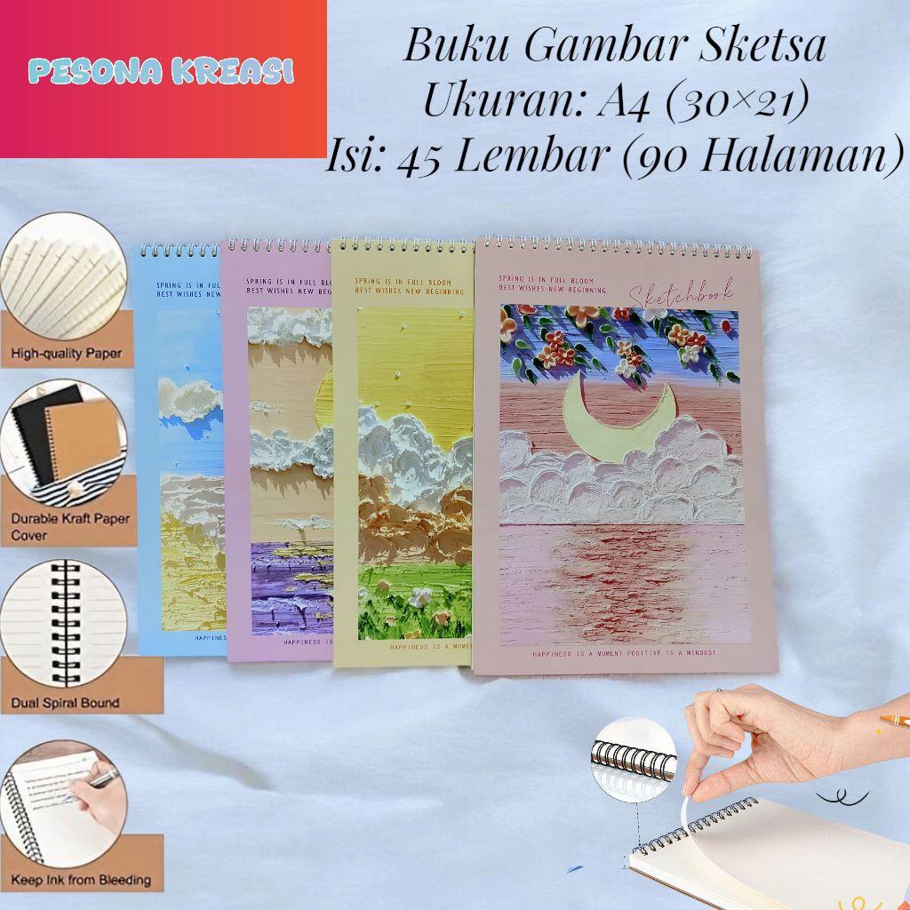 

Premium Buku Gambar A4 Buku Sketsa Vertikal Jilid Spiral 45 Lembar 90 Halaman