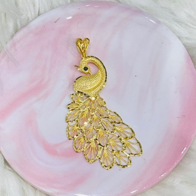 liontin burung merak mewah elegant emas asli kadar 700