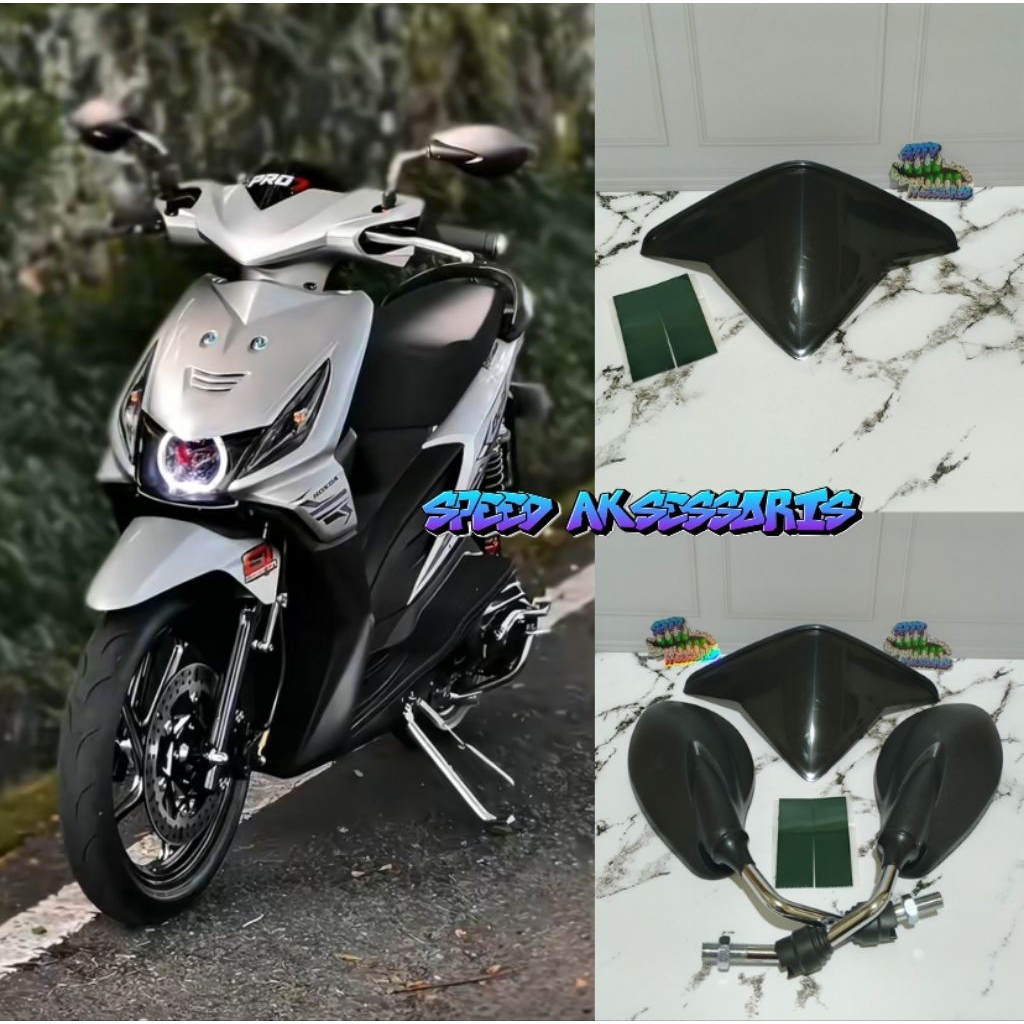Visor Mini Set Spion X1 Pnp Honda Beat Karbu Bahan Tebal Kualitas Terbaik