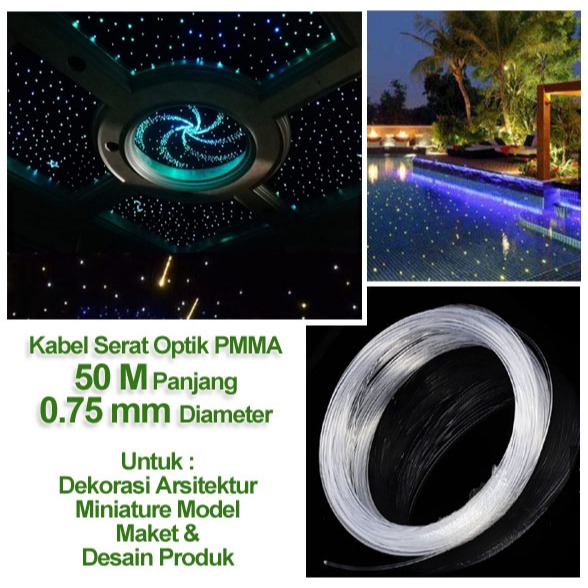 Serat Optik - Fiber Optic PMMA 0.75 mm Panjang 50 M