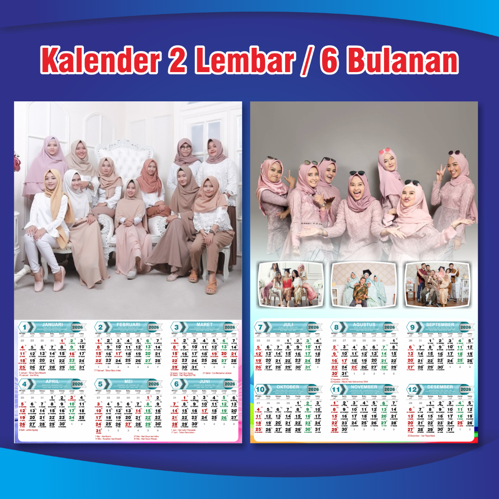 

KALENDER DINDING ISI 2 LEMBAR | KALENDER 2026 | KALENDER FOTO | KALENDER CUSTOM