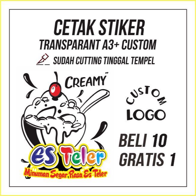 

STIKER LOGO ES TELER CUSTOM TRANSPARANT