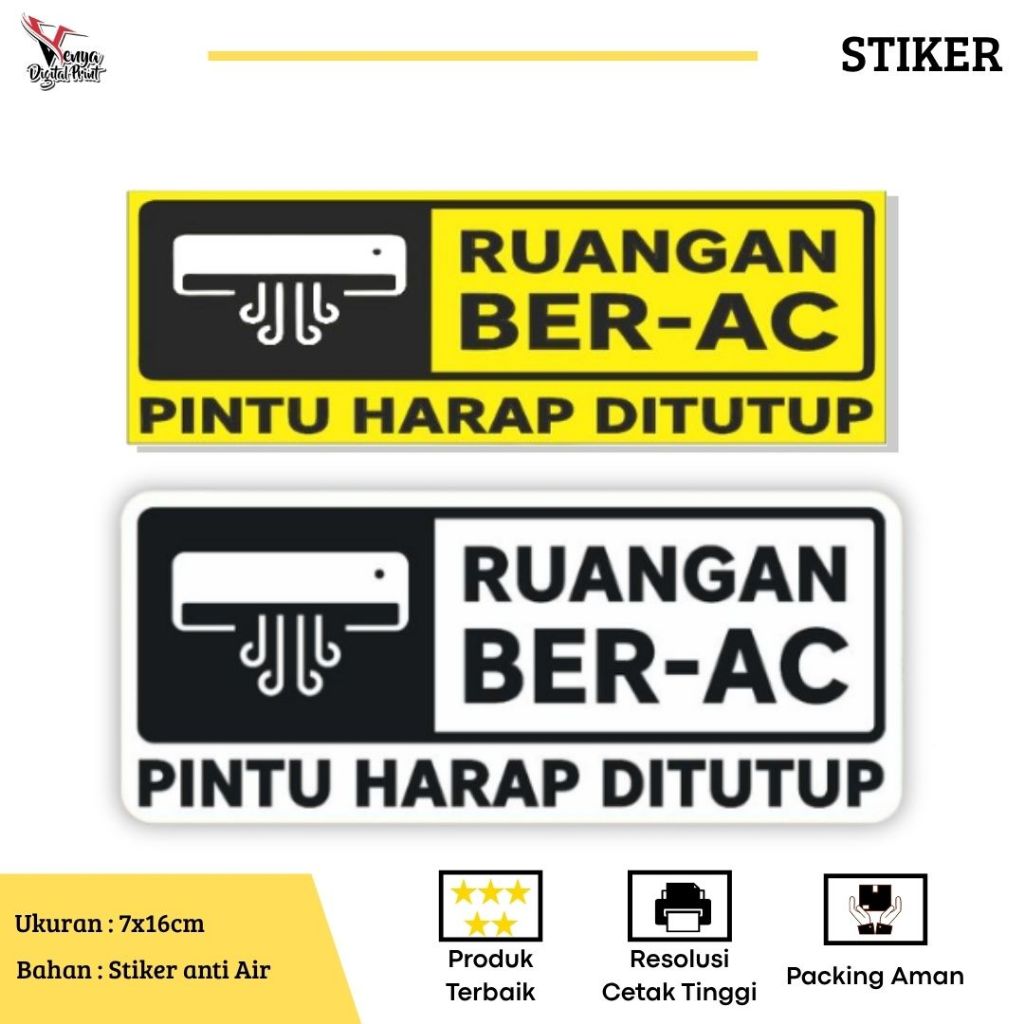 

Stiker Ruangan Ber AC Harap Tutup Kembali / Stiker Hemat Energi / Stiker Hemat Listrik