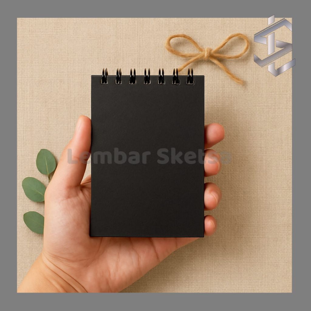 

Buku Gambar Saku Mini Sketchbook kecil vintage 50 lembar Cover Black & craft