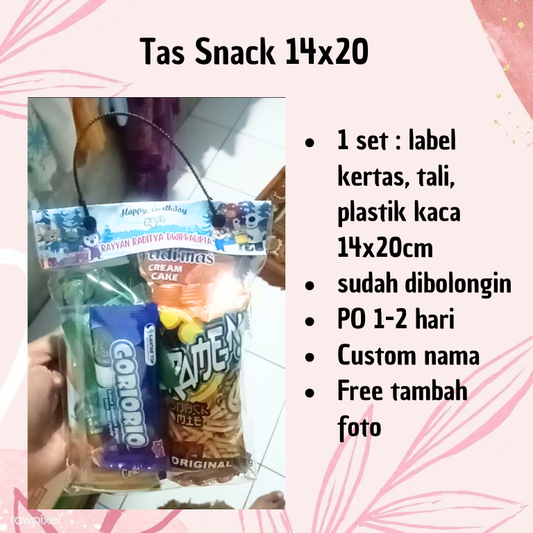 

PART 2 Tas Snack 14x20 Ulang Tahun Anak/ Tedak Siten/ Khitanan / Lebaran/ Perpisahan/ Thank Tou/ dsb