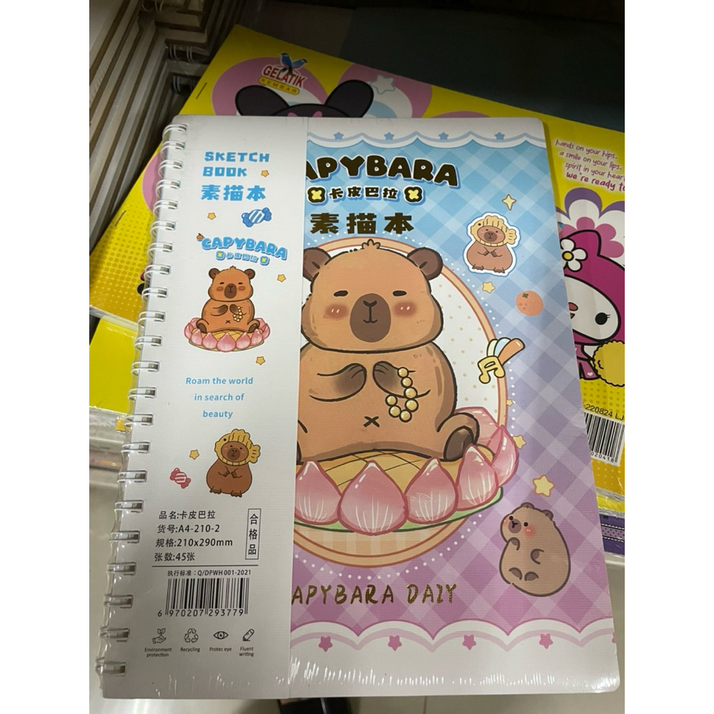 

Drawing Sketch book buku gambar A4 Spiral + papan + handle capybara
