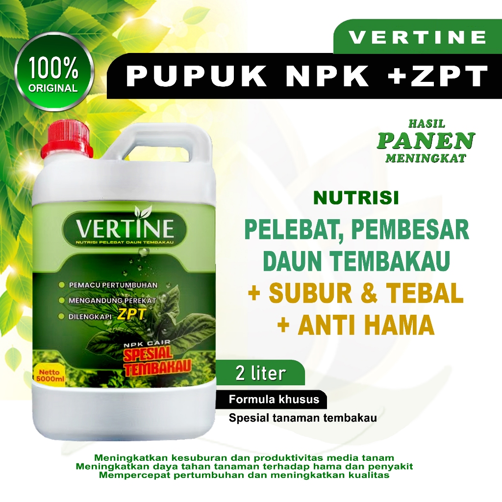 Vertine Pupuk Tembakao Memepercepat Pertumbuhan Dan Pelebat Daun Pupuk Penyubur Tanaman Tembakao No1