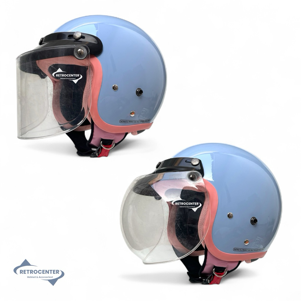 Helm Bogo Wanita Hijab Premium Helm Bogo Dewasa Kaca Datar Hitam