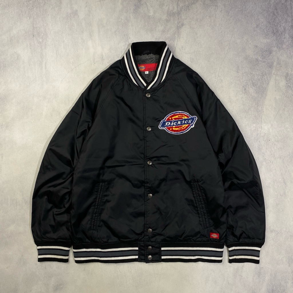 D1ck1e3s Japan Market Iconic Logo Towel Embroidery Nylon Boa Lined Varsity Jacket Casual Harrington 