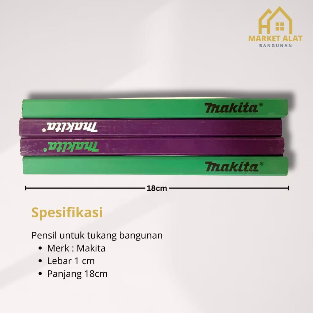 

Pensil Kayu Tukang Bangunan Makita | Pensil Gepeng Bisa Belajar Kaligrafi