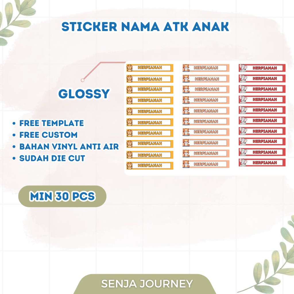 

Stiker Nama Alat Tulis Anak Waterproof Anti Air