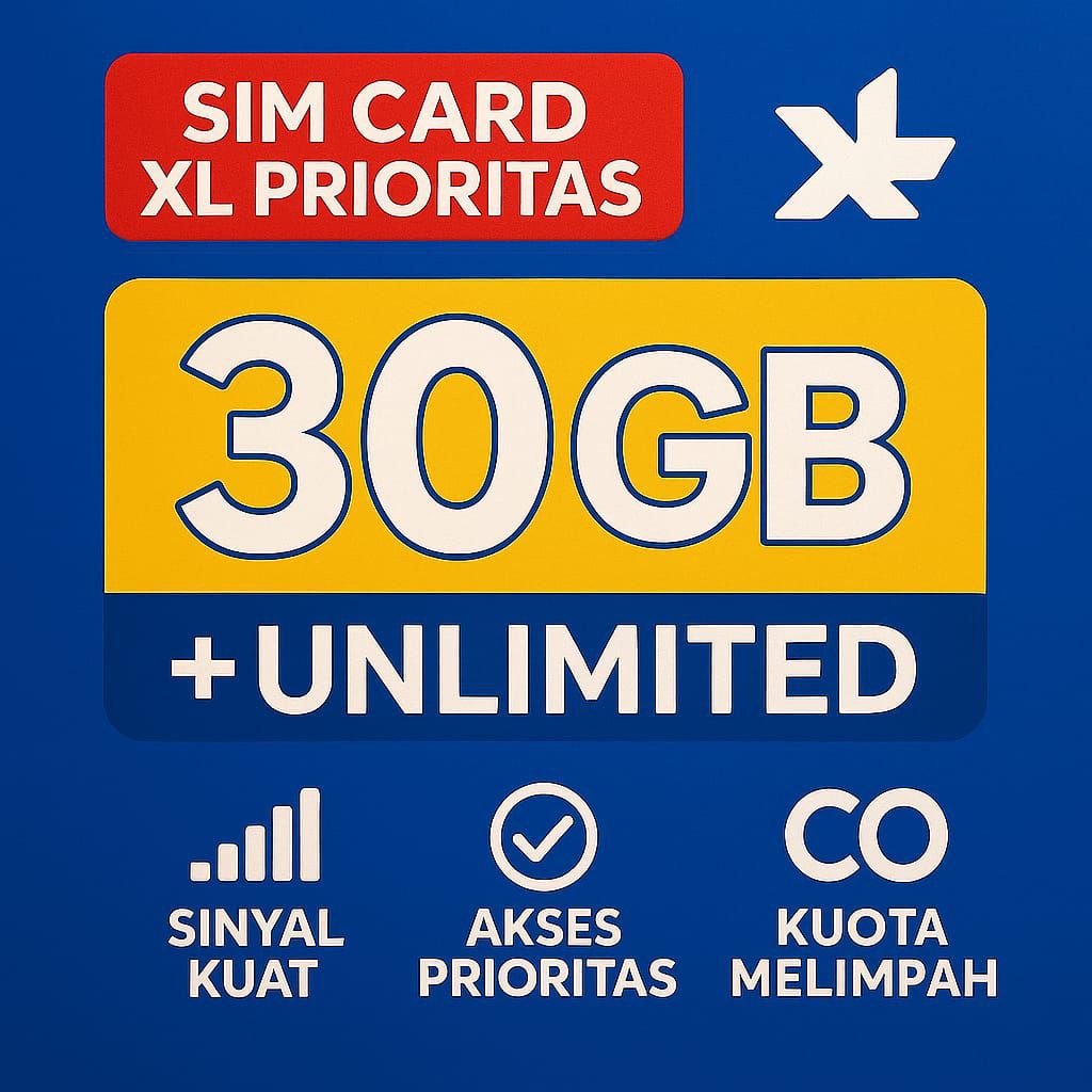 SIMCARD XL PRIORITAS PAKET SILVER KUOTA 30GB HARGA PROMO MURAH