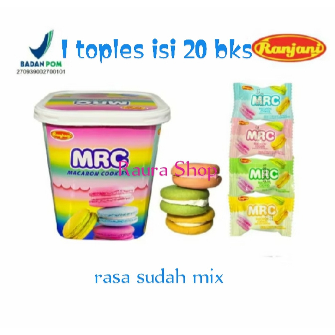 

MRC MACARON COOKIES Cemilan 1Toples isi 20pcs biskuit renyah dengan cream manis BPOM