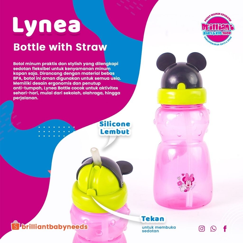 lynea bottle with straw botol minum sedotan