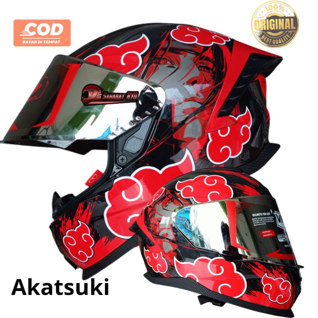Helm Full Face Paket Ganteng Motif Carbon Kaca Helm Kekinian Terbaru SNI