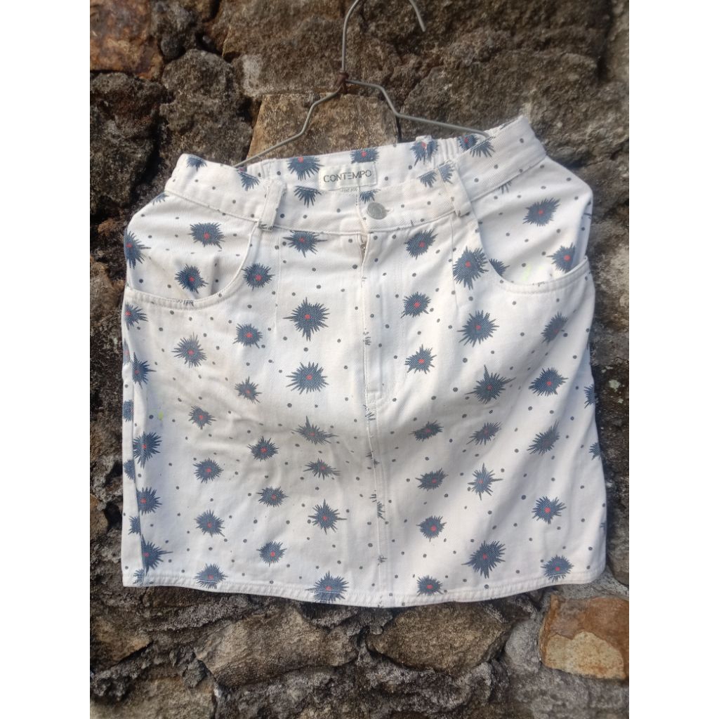 Rok Mini Denim Putih (Label CONTEMPO)(BEKAS)