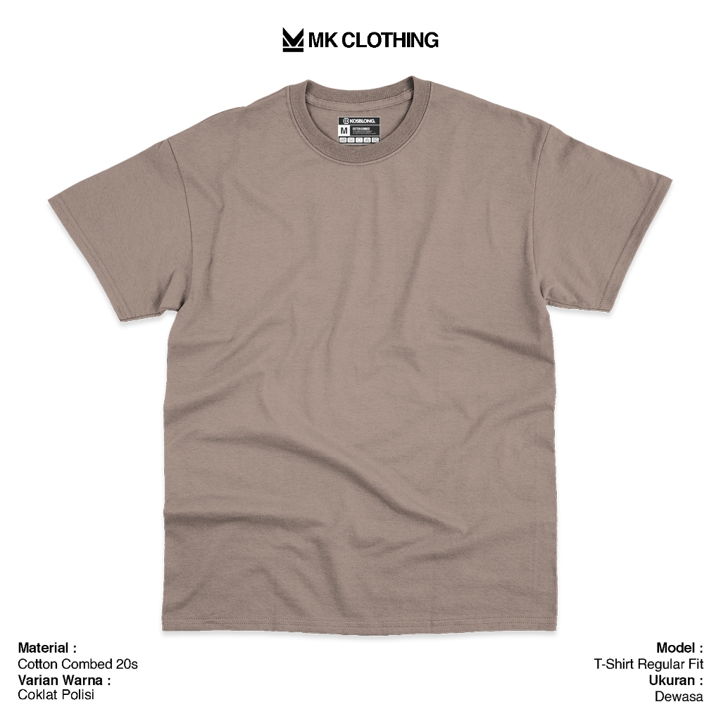 Kaos Polos 20s Dewasa Pria Wanita Unisex Lengan Pendek- Coklat Polisi