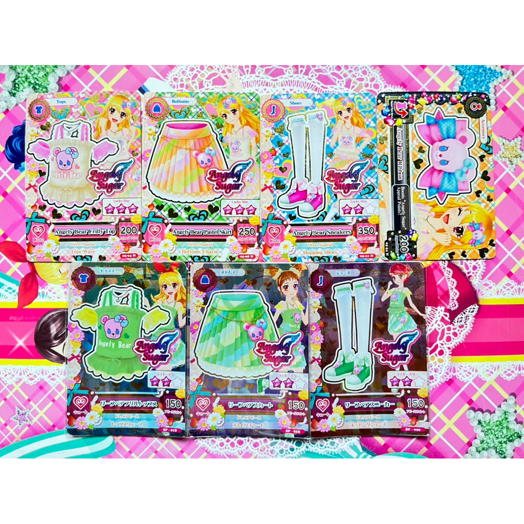 Kartu Aikatsu Leaf Bear Set Ichigo Hoshimiya Otome Arisugawa Kaede Promotion Angely Sugar Premium Or